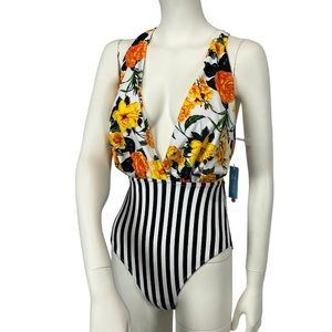 Floral & Stripe One-Piece Sz Small